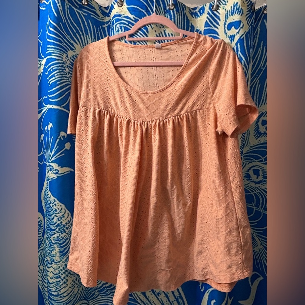Peach Eyelet Women's Top 2xl